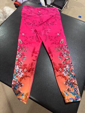 Johnny Was Leggings Womens Large Bee Active Hot Pink Floral